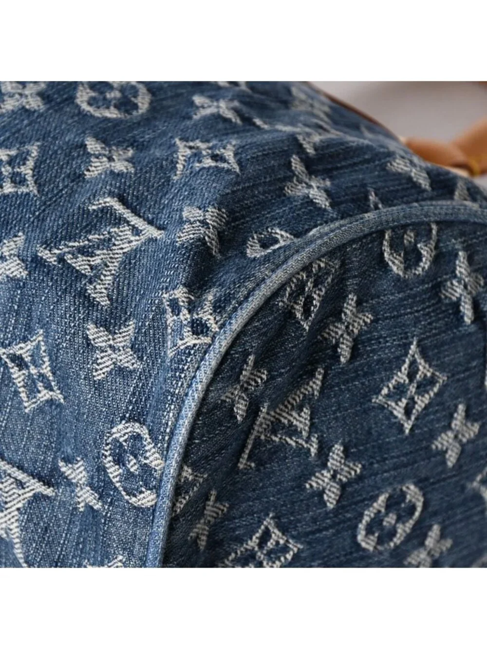 Louis Vuitton Neo Speedy Handbag Monogram Denim Indigo Blue Gold